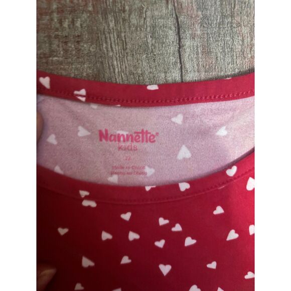 Nannette Girls Dress Size 12 Red Heart Print Long Sleeve Casual Fit & Flare - Picture 2 of 3